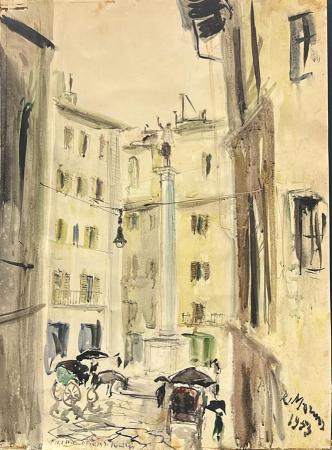 Art work by Rodolfo Marma Piazza S. Trinita  - watercolor paper 